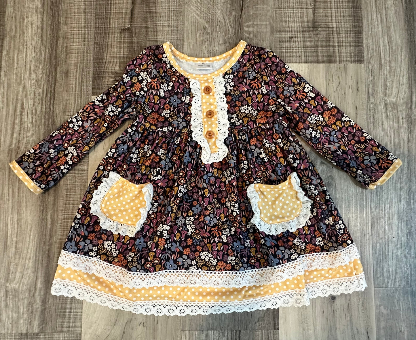 SNS Plum and Mustard Floral Lace Dress