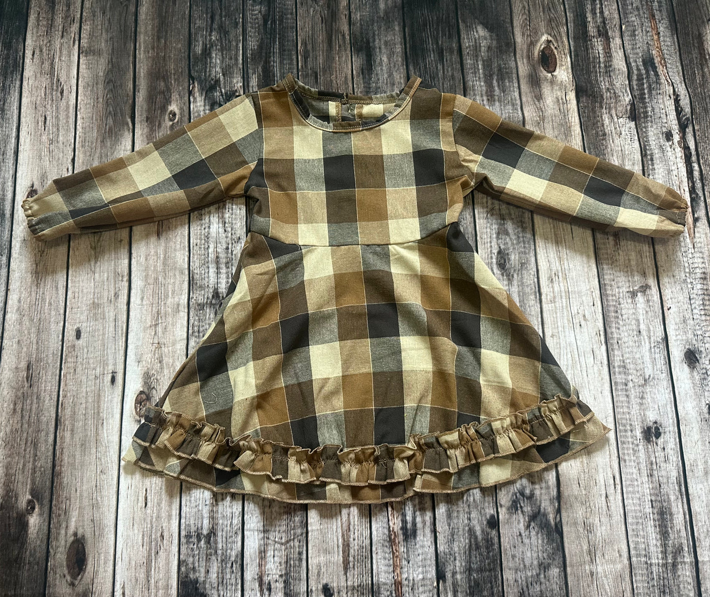 SNS Brown Plaid Ruffle Fall Dress