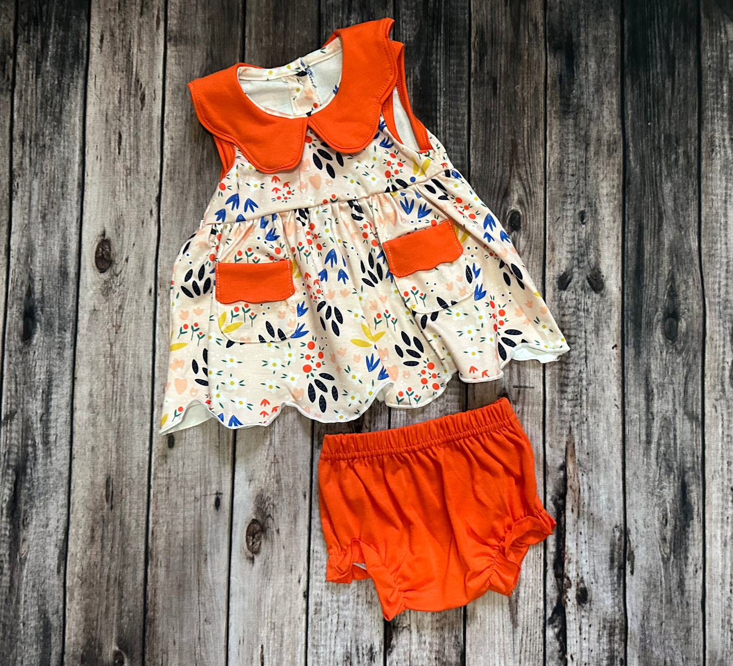 SNS Orange Floral 2 Piece Set