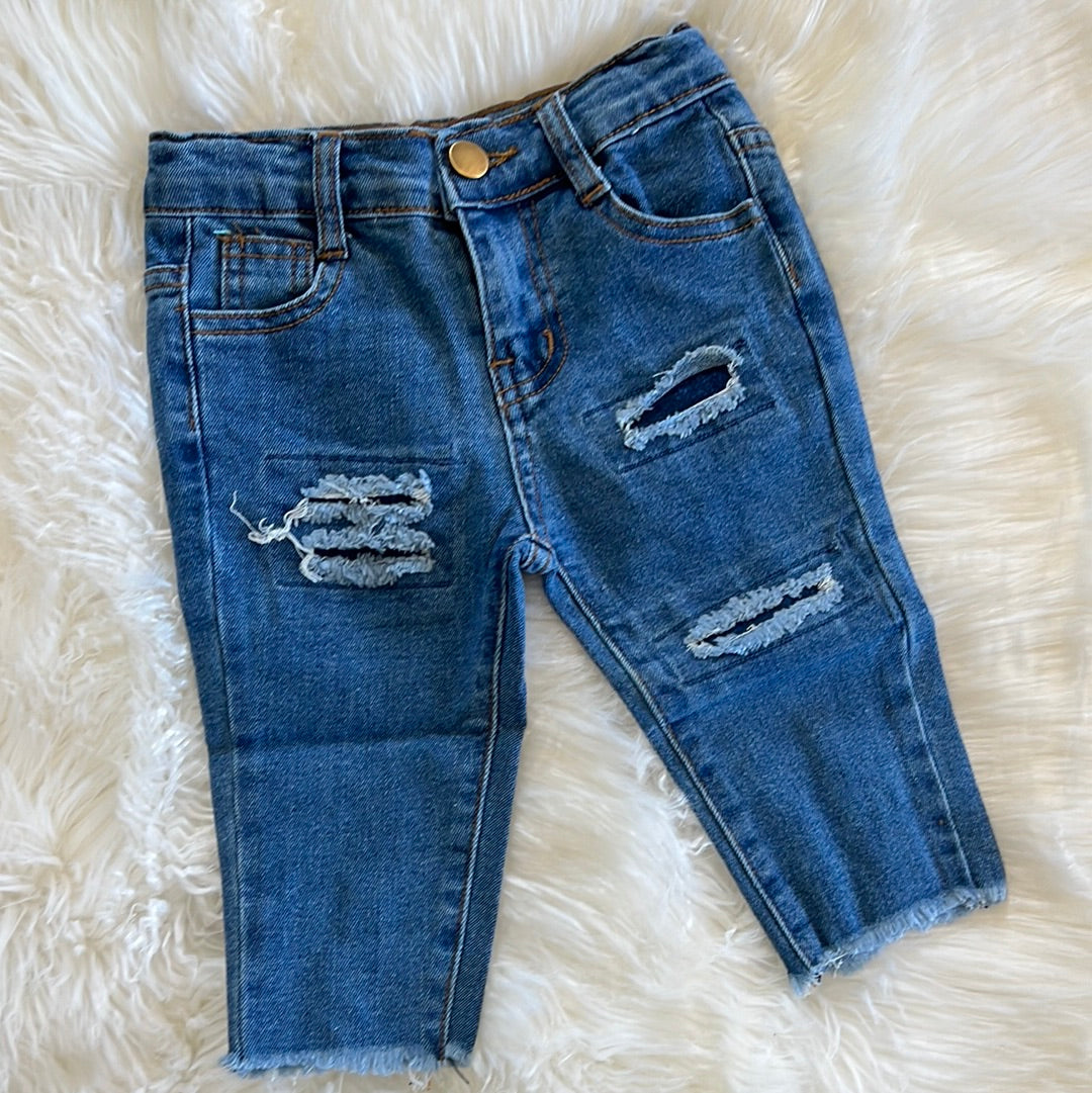 SNS Distressed Jean Capris
