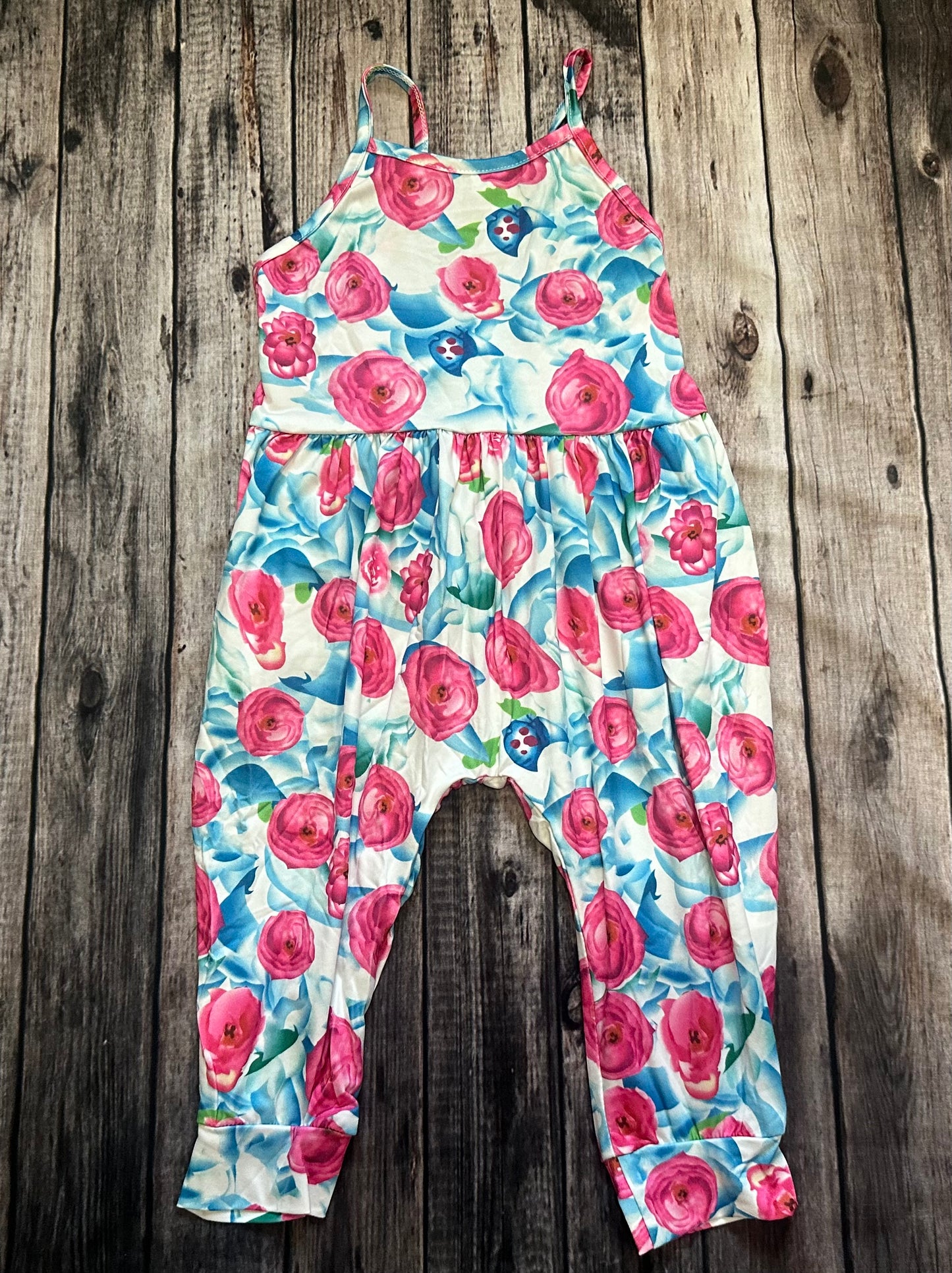 SNS Floral Blue And Pink Jumpsuit Romper