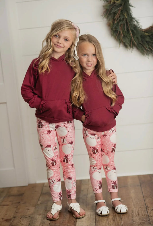 AS Pink & Maroon Holiday Leggings Set