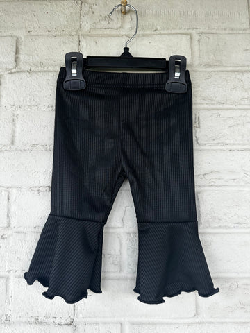 SNS Black Ribbed Bell Flare Pants