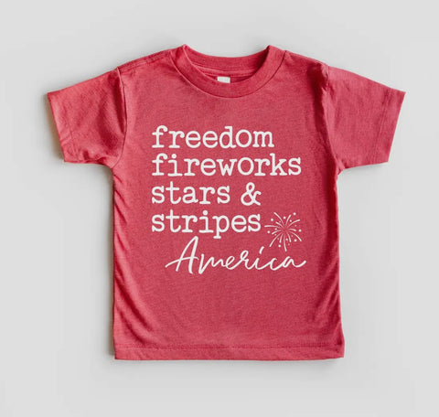 SNS freedom, fireworks, stars & stripes Graphic Tshirt