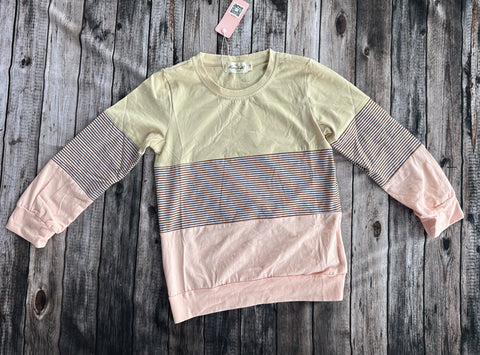 Marie Nicole Pink and Tan Striped Top