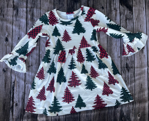 SNS Buffalo Plaid Christmas Tree Dress
