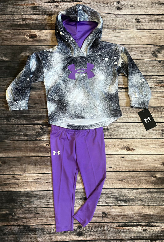 Under Armour Purple and Black Splattered Paint Hoodie Set