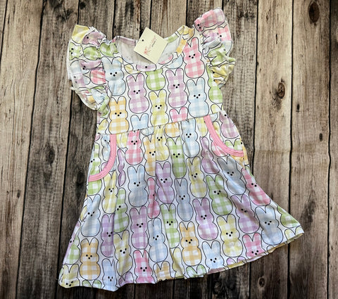 Clover Cottage Plaid Pastel Bunny Dress