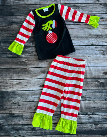 SNS Grinch Girl Red and White Striped Pajamas