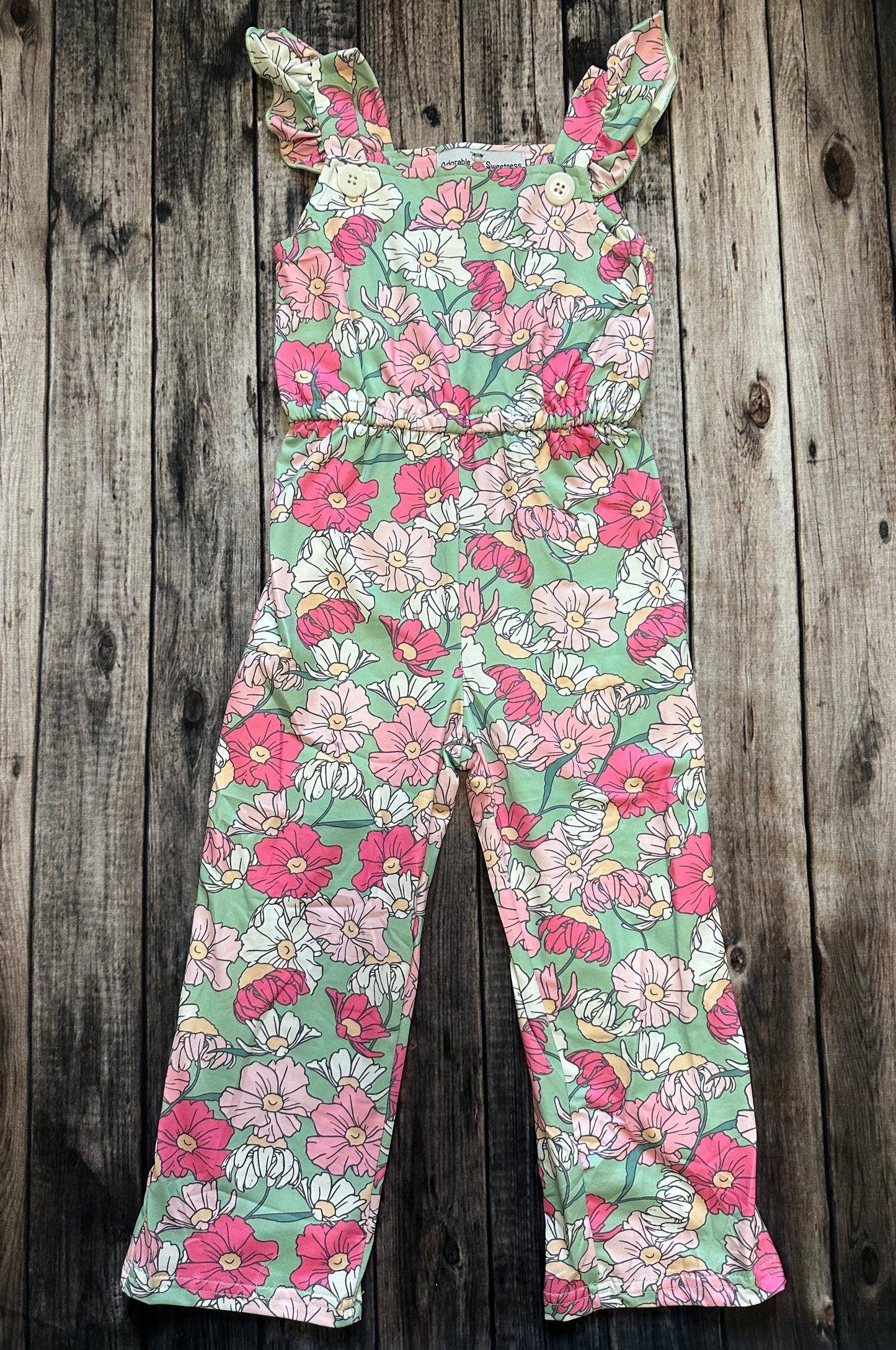 Adorable Sweetness Green and Pink Floral Jumpsuit