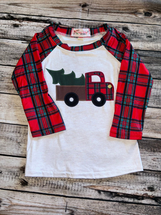 Clover Cottage Plaid Truck Raglan Top