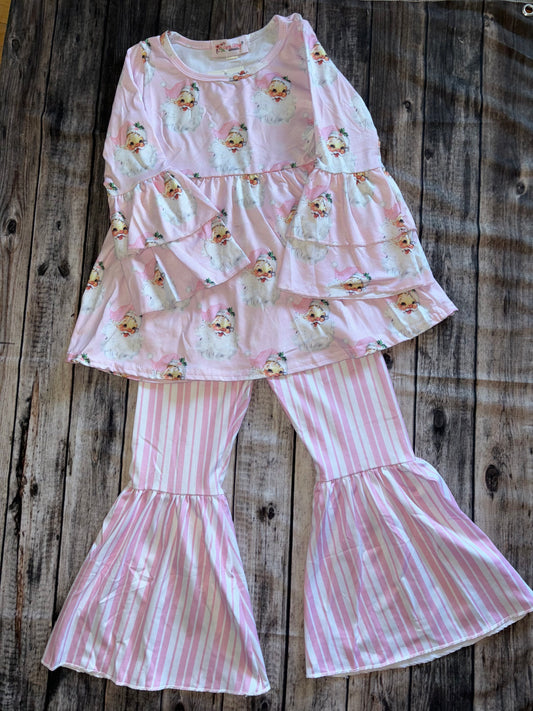 Clover Cottage Pink Striped Santa Set