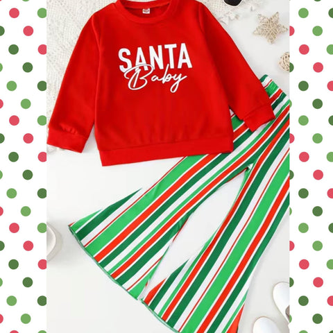 SNS Santa Baby Striped Pants Set