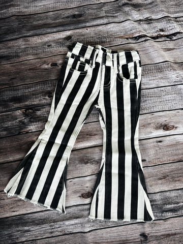 SNS Black and White Striped Flare Pants