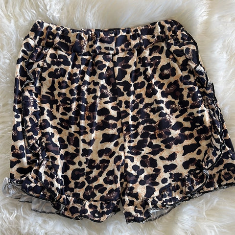 Honey Bean Leopard Ruffle Shorts