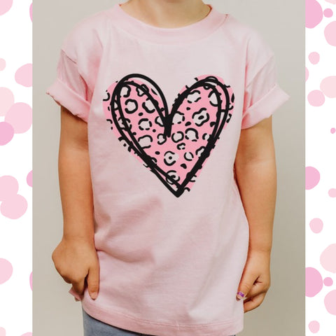 SNS Pink Leopard Heart Graphic Tee