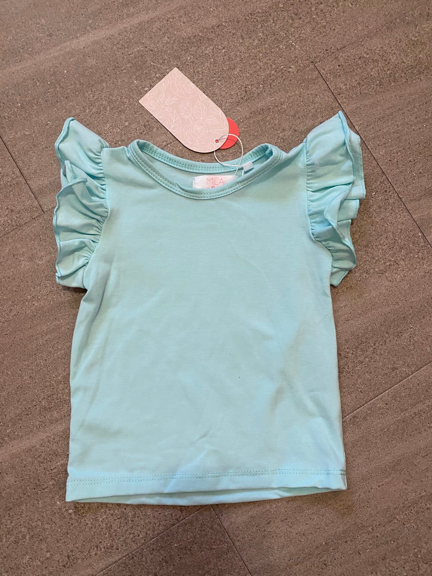 Mila & Rose Aqua Ruffle Sleeve Top