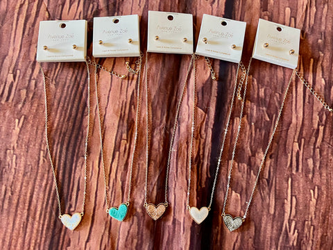 SNS Heart Necklace/Earring Set